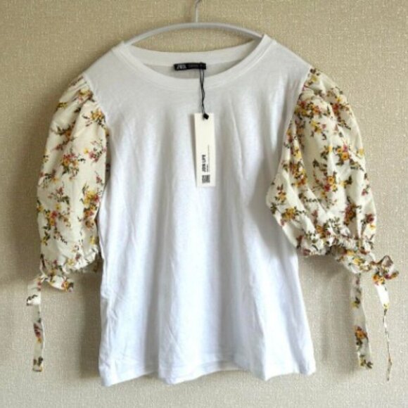 ZARA puff sleeve floral print cut and sew SIZE S  1165/026/250 - Picture 2 of 4